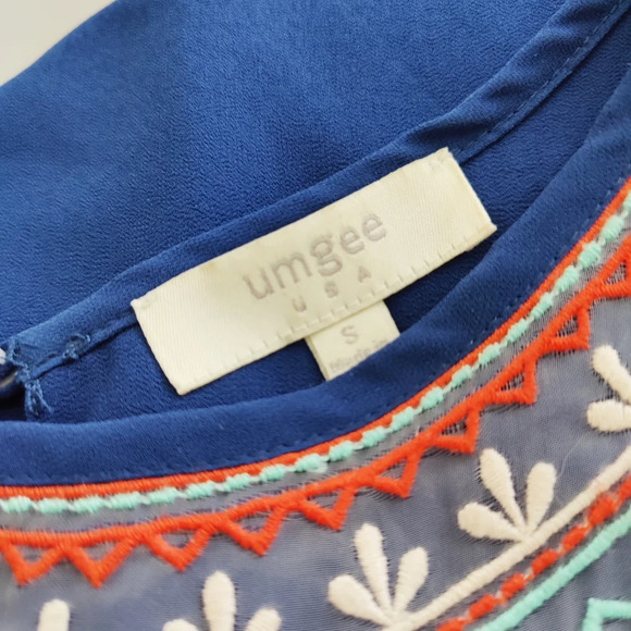 Umgee Dress Turquoise Blue Lace Sleeves / Size Small - Picture 6 of 6